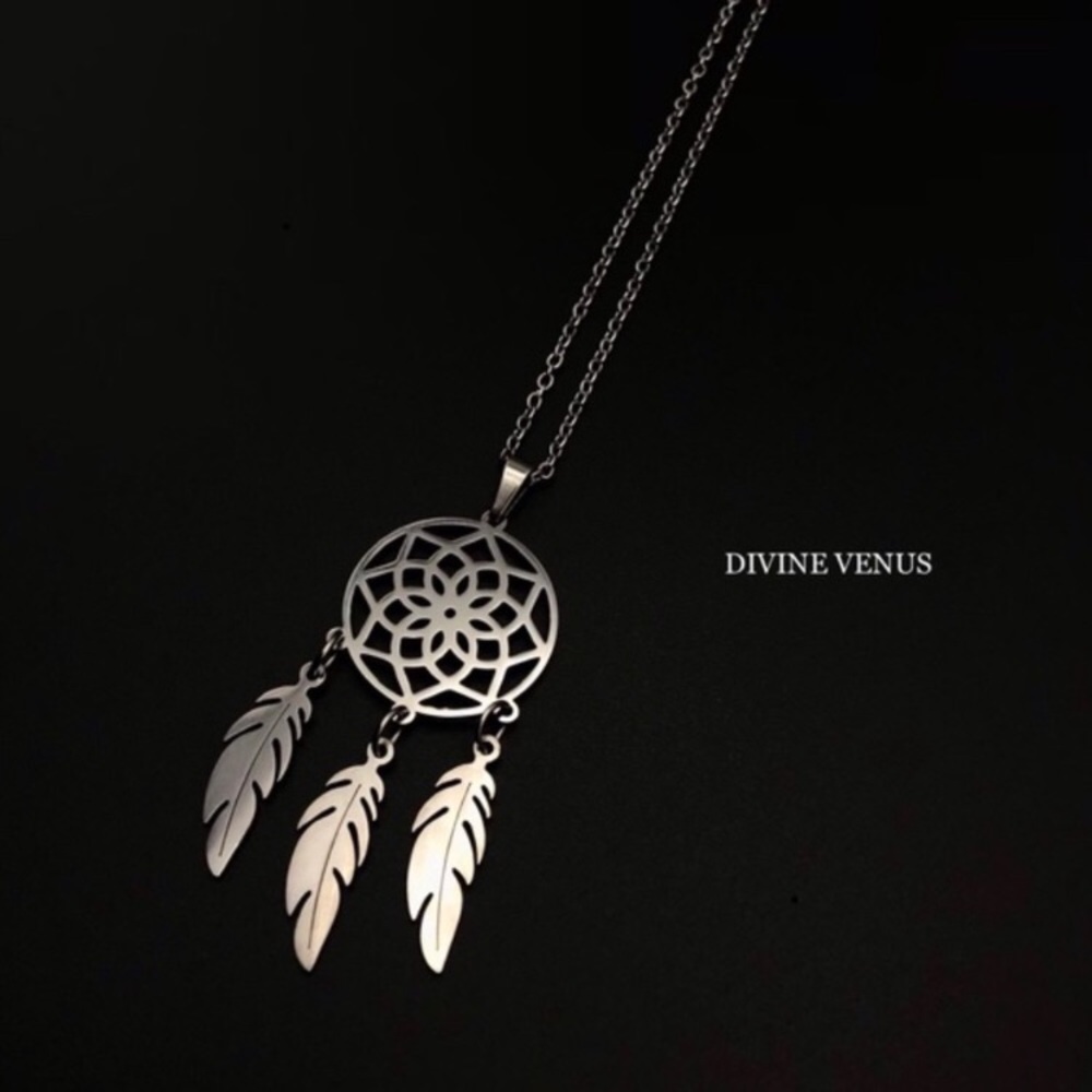 Dream Catcher Feather Necklace | Stainless Steel - Picture 4 of 6